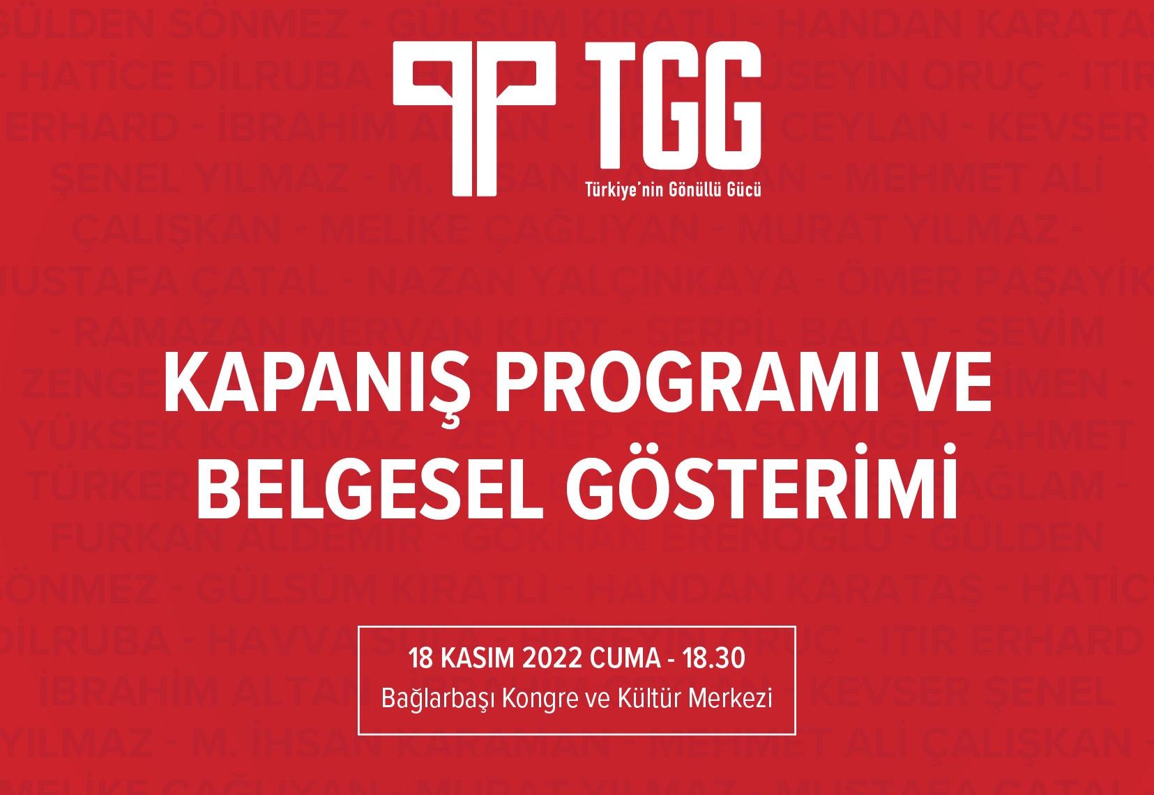 Türkiye’nin Gönüllü Gücü Projesi Kapanış Programı ve Belgesel Gösterimi